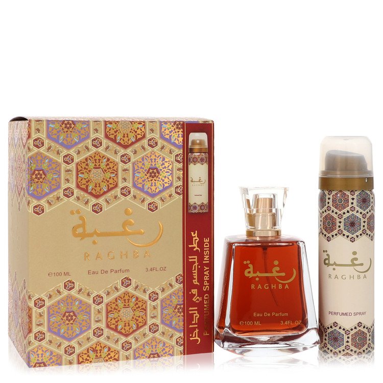 lattafa raghba by lattafa eau de parfum spray plus 1.7 oz deodorant spray 3.4 oz