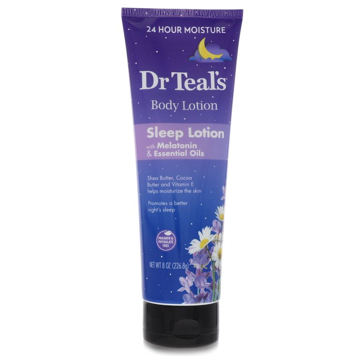 dr teal\'s sleep lotion by dr teal's sleep lotion with melatonin & essential oils promotes a better night's sleep (shea butter, cocoa butter and vitamin e 8 oz