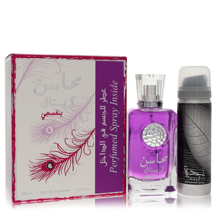 lattafa mahasin crystal violet by lattafa eau de parfum spray with 3.4 oz
