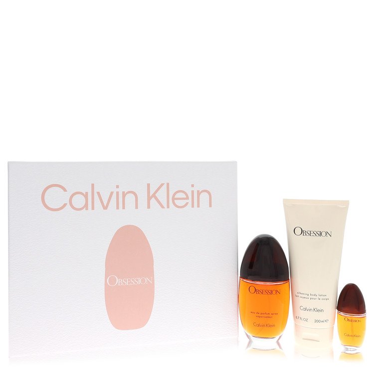 obsession by calvin klein gift set - 3.4 oz eau de parfum spray + 6.7 oz body lotion + .5 oz mini edp spray --