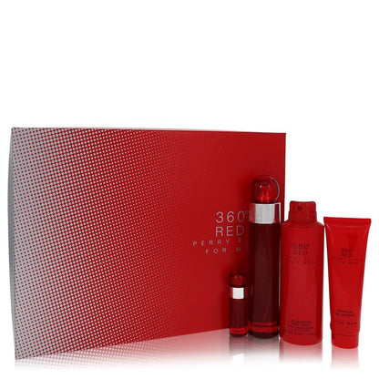 perry ellis 360 red by perry ellis gift set - 3.4 oz eau de toilette spray + .25 oz mini edt spray + 6 oz body spray + 3 oz shower gel --