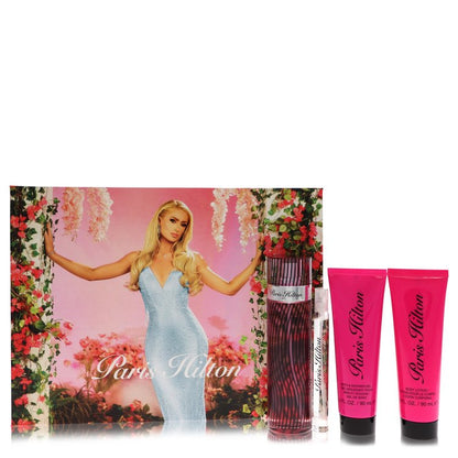 paris hilton perfume gift set - 3.4 oz eau de parfum spray + 3 oz body lotion + 3 oz shower gel + .34 oz  mini edp spray --