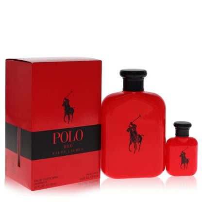 polo red by ralph lauren gift set - 4.2 oz eau de toilette spray + 0.5 oz mini edt --