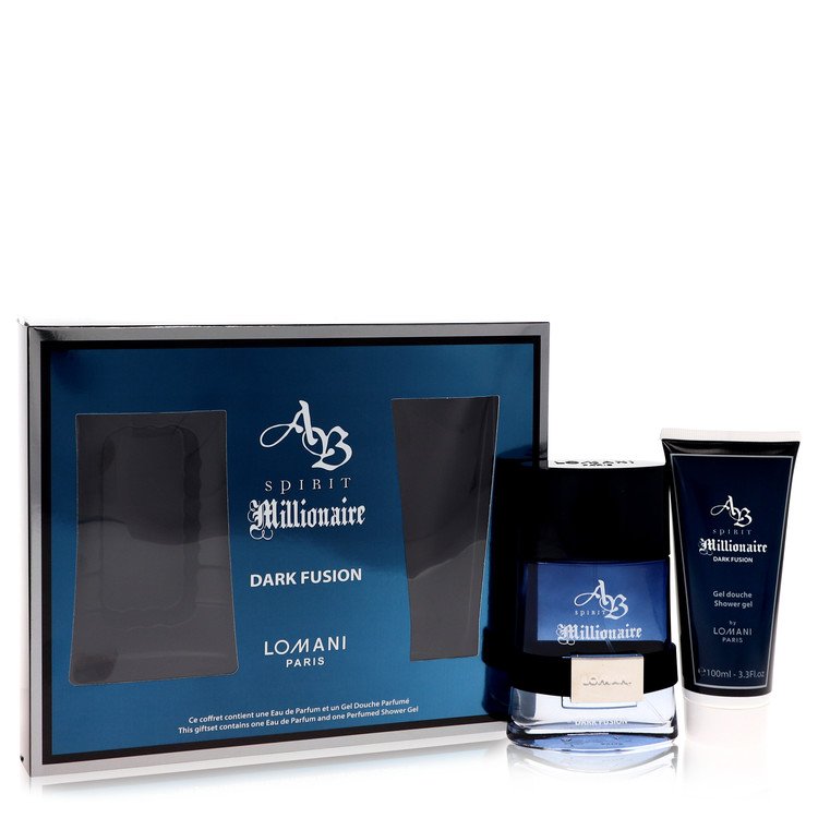 spirit millionaire dark fusion by lomani gift set - 3.3 oz eau de parfum spray + 3.3 oz shower gel --