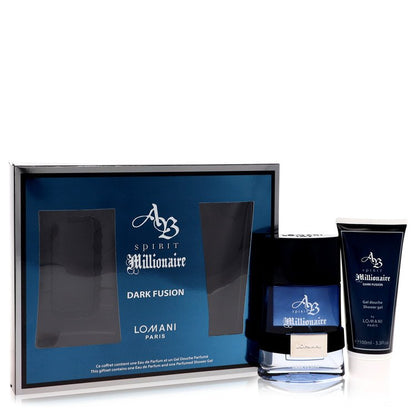 spirit millionaire dark fusion by lomani gift set - 3.3 oz eau de parfum spray + 3.3 oz shower gel --